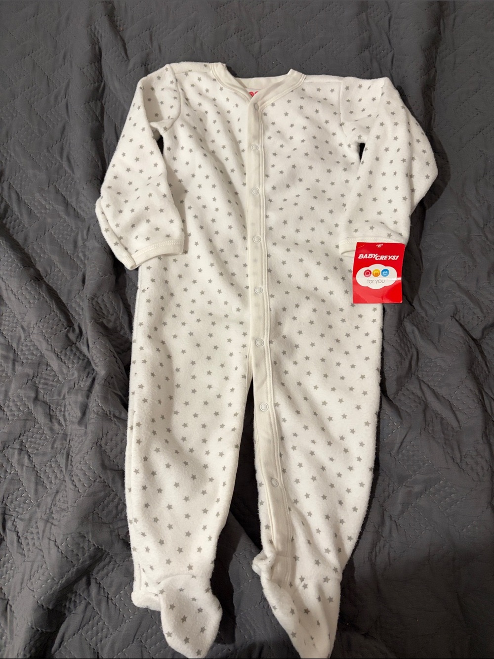 Baby Gear Star-Print White Footed One-Piece